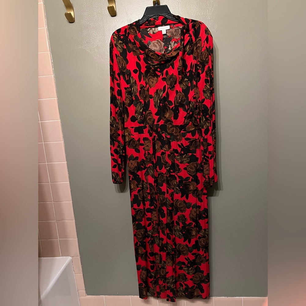 TopShop red floral dress